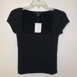 brand new w/ tags black short sleeve top, square neck, size med, brand new condi